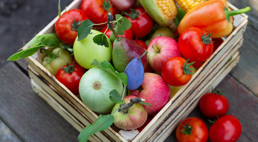 Basket of fruits and vegetables